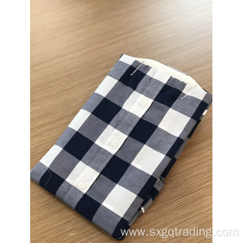 Male cvc yarn dyed checked long sleeve shirt